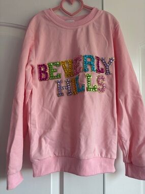 Lola + The Boys Pink Sweatshirt with Multicolor Sequin BEVERLY HILLS